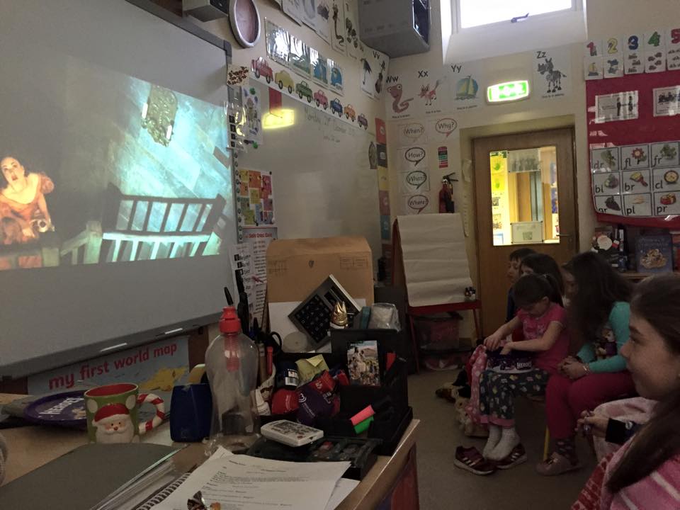 Enjoying our Christmas movie and pyjama party!